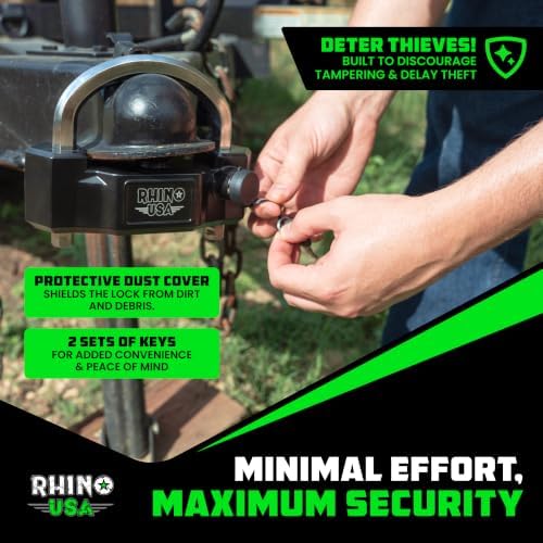 Rhino USA Universal Trailer Coupler Lock, Heavy Duty Adjustable U-Bolt