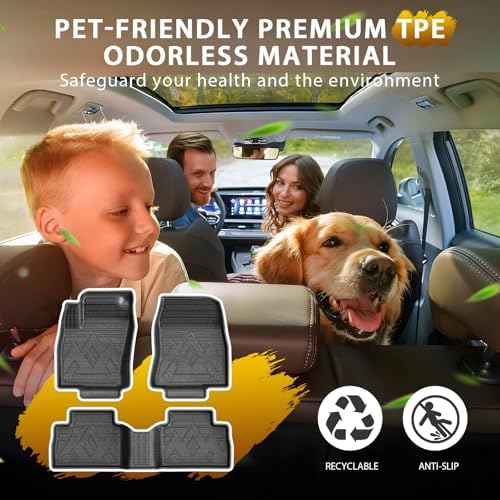 Powerty Floor Mats for Nissan Kicks 2025 2026 All Weather 3D TPE Anti-Slip Car Liners for 1st & 2nd Row Accessories