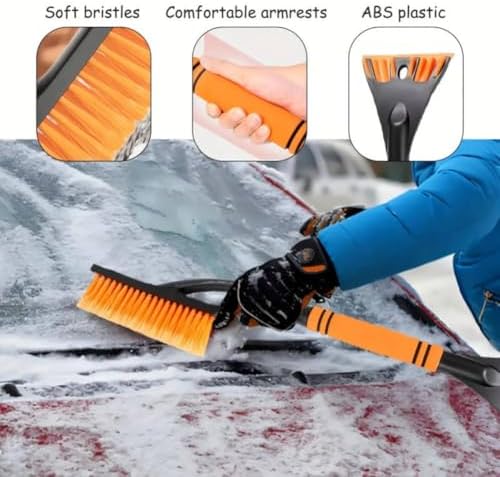 1-Piece Winter Snow Shovel Car-Mounted Snow Removal and De-Icing Tool Snow Brush Scraper Ice Scraper for Cars and SUVs Telescopic Snow Removal Tool(1Pcs)
