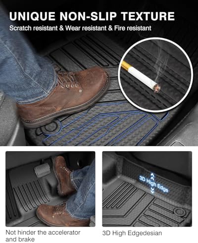 Powerty Floor Mats Truck Bed Mat for 2022-2024 2025 2026 Ford Maverick Gas Model All Weather 3D TPE Anti-Slip Protection, 1st & 2nd Row Set with Truck Bed Liner Accessories