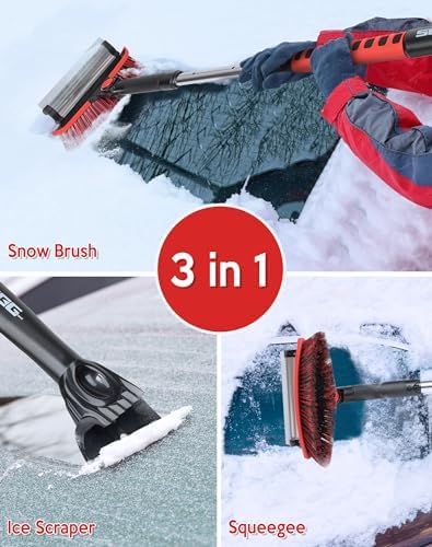 SEG Direct 42" Extendable Snow Brush with Ice Scraper, Snow Brush for Car