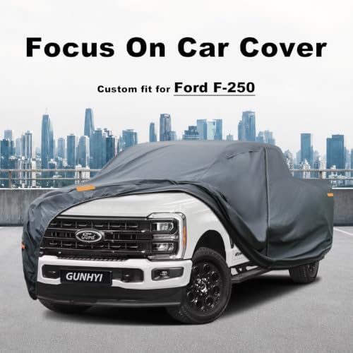GUNHYI Premium Truck Cover Custom Fit Ford F-250/F-350 Crew Cab/SuperCab Short Bed, 16 Layers Heavy Duty Truck Cover Waterproof All Weather with Zipper Door for Sun Rain Snow Dust Uv Protection