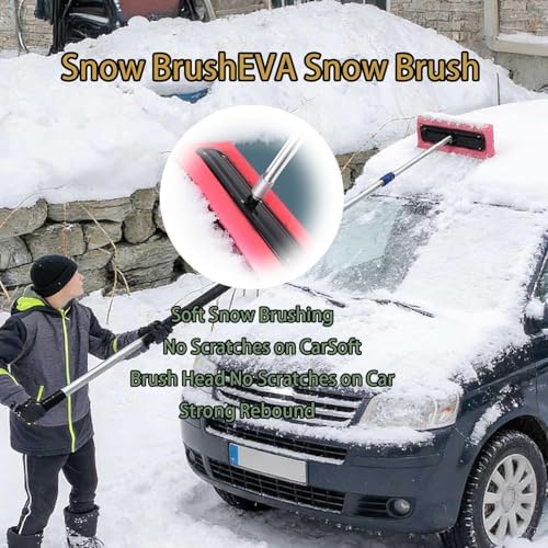 Foam Head Roof Snow Rake, Snow Roof Rake Head,S-Shape Extra-Wide 15.7-Inch Scratch-Free Foam Broom Scraper, Snows Foams Broom Scraper Pusher Lightweight No-Scratch Snows Brush for Vehicles (2Pcs)