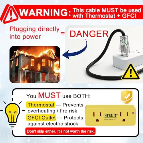 HEATIT HIRD 80 feet 5 Watts Per Foot Roof & Gutter Snow De-Icing Cable