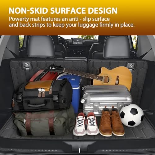 Powerty Floor Mats for Honda Pilot 2023-2025 2026, All Weather 3D TPE Anti-Slip Trunk Cargo Liner Seat Back Covers Protectors Full Set Car Accessories