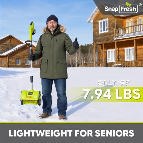 SnapFresh 20V Cordless Snow Shovel, 12” Electric Snow Thrower Kit w/Adjustable Handle & Directional Plate, Lightweight Battery-Powered Snow Blower for Driveway, 4.0Ah Battery & Fast Charger Included
