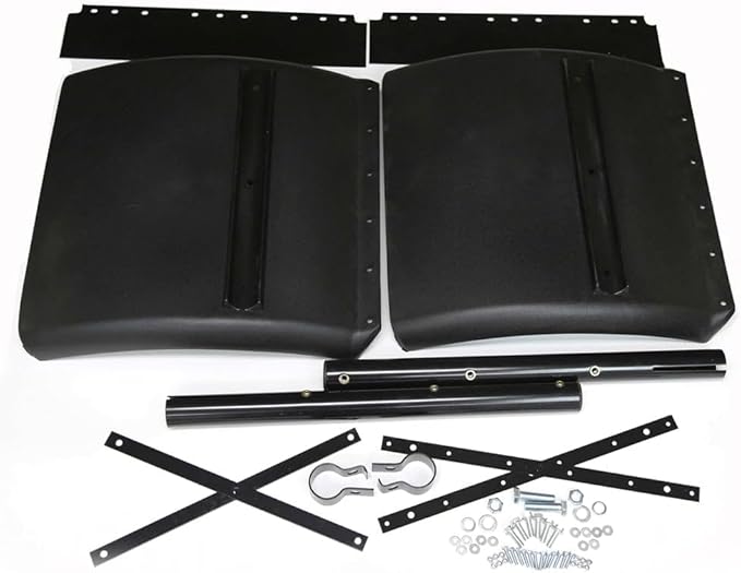 Mytee Products (2 Pack/4 Pcs) Black Poly Quarter Fender for Semi Truck Set 24"x24" - Standard Mounting Tube Bracket Kit Included - Semi Truck Accessories for Kenworth Freightliner Peterbilt