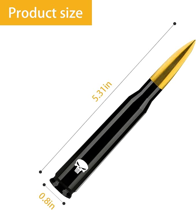 Ajxn 1 PC Car Truck Bullet Antenna, Auto Antenna Mast, Suitable for GM Chevy Silverado 1500 2500 3500 HD Avalanche GMC Sierra 1500 2500 3500 Denali Heavy Duty Pickup Trucks Accessories (Gold #1)