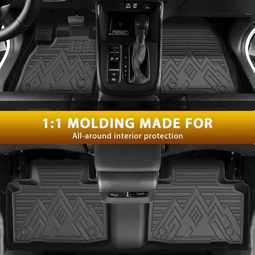Powerty Floor Mats for 2015-2024 Ford Edge All Weather 3D TPE Anti-Slip Car Liners for 1st & 2nd Row Accessories