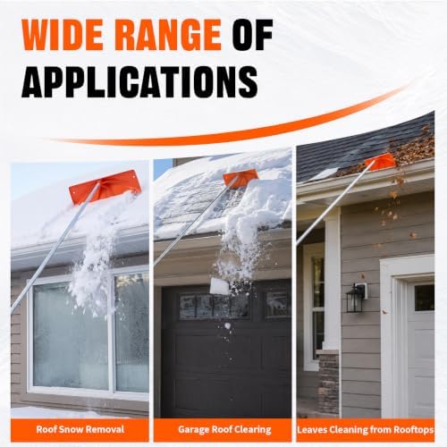 Outvita 18.4FT Snow Roof Rake, 24 in PP Plastic Blade with Wheels, Orange