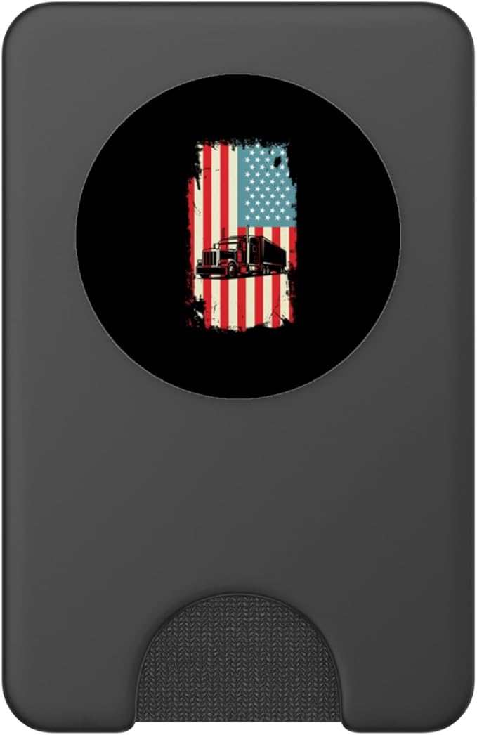 American Flag Trucker Semi Trailer 18 Wheeler Truck Driver PopSockets PopWallet for MagSafe