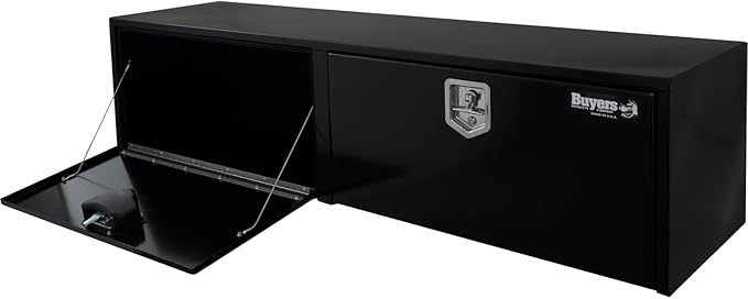 Buyers Products 1702325 Black Steel Underbody Truck Tool Box – 18 x 18 x 72 Inch - Truck Bed & Underbelly RV Storage Box, Locking T-Latch, Weather-Resistant, Heavy-Duty Flatbed Job Box, Made in USA