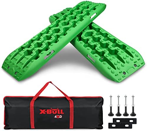 X-BULL New Recovery Traction Tracks Sand Mud Snow Track Tire Ladder 4WD (Green,3gen), Bag+Hardware+Tracks