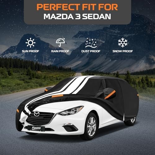 Kayme Heavy Duty Car Cover for Mazda 3 Sedan (2003-2026) Waterproof