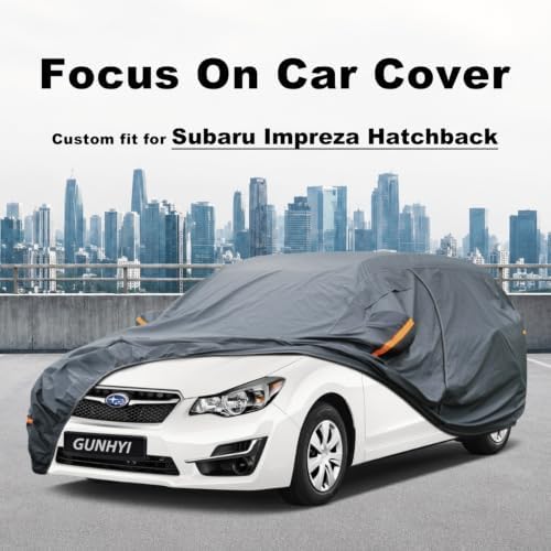 GUNHYI Premium Car Cover Custom Fit Subaru Impreza Hatchback, 16 Layers Heavy Duty Car Cover Waterproof All Weather with Zipper Door for Sun Rain Snow Dust Uv Protection