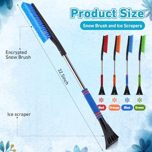 Uiifan 12 Pcs Snow Brush Ice Scraper 33" for Car Windshield,4 Colors