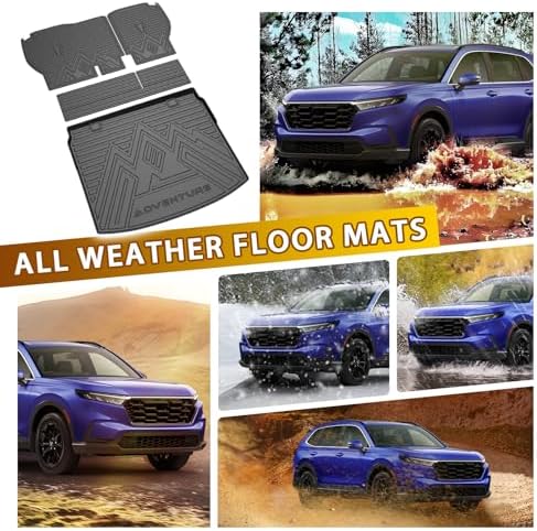Powerty Floor Mats for 2023-2025 2026 Honda CRV (Gas Model Only), All Weather 3D TPE Anti-Slip Upper & Lower Position Trunk Cargo Liner Seat Back Covers Protectors Full Set Car Accessories