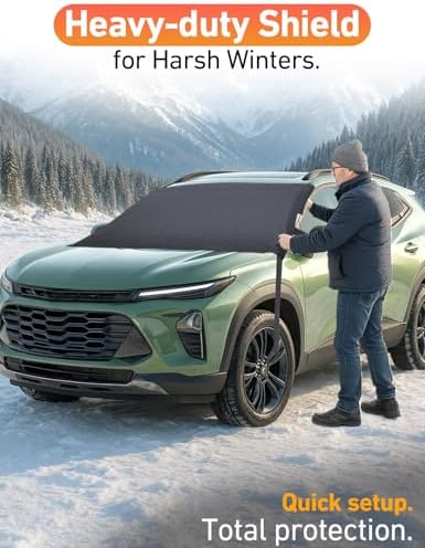 EcoNour Car Snow Cover Compatible for Chevrolet Trax | Windshield Cover for Ice and Snow with S-Hook Straps | Heavy-Duty 600D Oxford Winter Car Cover, Waterproof & Anti-Slip