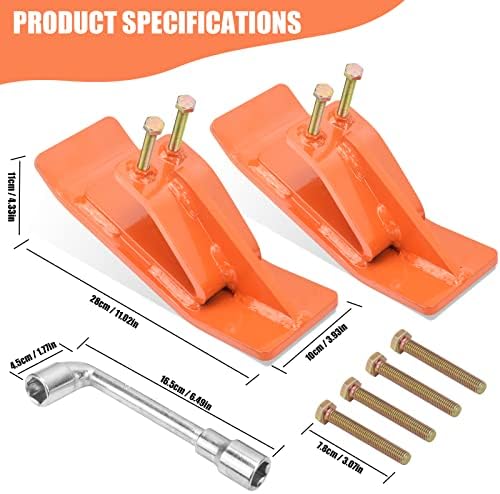 Tractor Bucket Protector(Upgraded Version), 2Pcs Ski Edge Protector, Turf Tamer Skid Protector with Grade8.8 Double Lock Nuts and Bolts, Heavy Duty Steel for Snow Removal Spreading Gravel,Orange