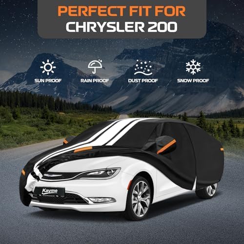 Kayme Waterproof Car Cover for Chrysler 200 (2010-2018) Heavy Duty
