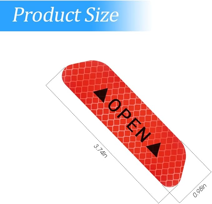 8PCS Reflective Open Warning Stickers for Car Door, Night Visibility Auto Safety Prompt Decals, Anti-Collision Protective Strip Tape, Car Accessories Universal for Truck, SUV, Van (Red)