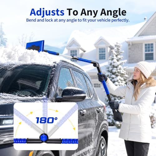 59" Snow Broom & Ice Scraper for Car, EVA Foam Head Snow Remover