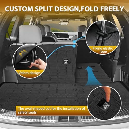 Powerty Floor Mats for 2020-2025 Kia Telluride 7/8 Passenger Car Mats Accessories, All Weather 3D TPE Anti-Slip Trunk Cargo Liner Seat Back Covers Protectors Full Set Car Accessories