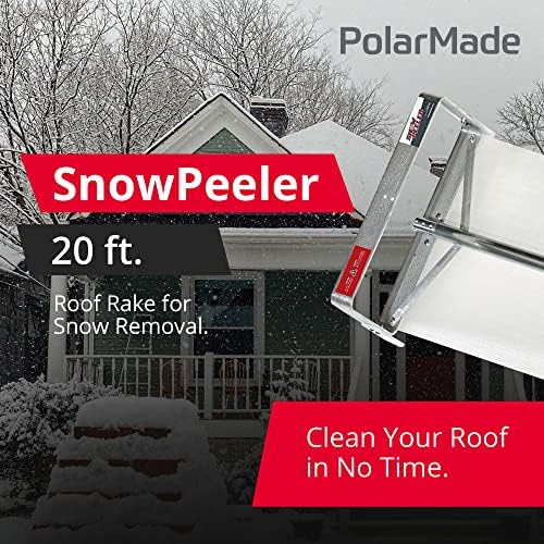 SNOWPEELER ROOF RAKE! Easy-To-Use Rooftop Snow Removal Tool with 20-FT Handle, 9-FT Snow Slide and 18-IN Cutting Blade. Aluminum and Stainless-Steel Construction. Less Time and Effort than Snow Rakes!