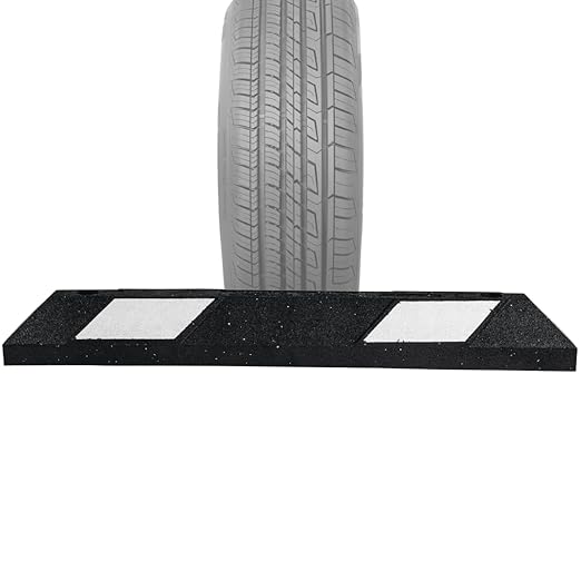 Checkers Park-It® 3 Foot Long 100% Recycled Rubber Parking Stop, 3' x 6" x 4", Parking Lot Curb Wheel Stopper, Highly Visible Black/White, GNRS1320WH