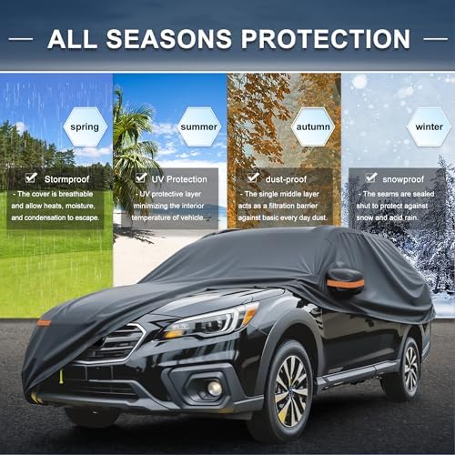 X AUTOHAUX Waterproof Full Car Cover for Subaru Outback 210D-PU w/Zipper