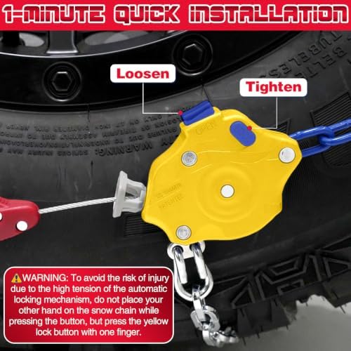 DEDC Auto Lock Snow Tires Chains 4.5mm Heavy-Duty Mn Steel Fits 295 305 315