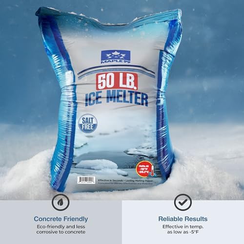 Maple99 Ice Melt Safer for Concrete -50 lb Bag Pallet (55 Bags), Snow Salt Ice Melt, Salt for Snow and Ice Removal, Sidewalk Salt, Driveway Salt, Snow Melt is Effective Up to -15