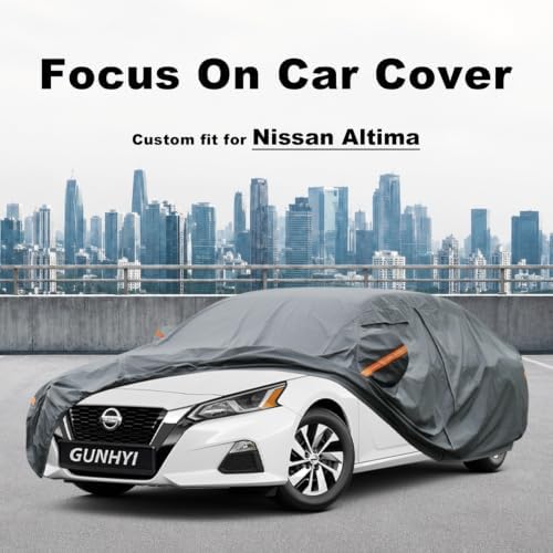 GUNHYI Premium Car Cover Custom Fit Nissan Altima (1998-2026), 16 Layers Heavy Duty Car Cover Waterproof All Weather with Zipper Door for Sun Rain Snow Dust Uv Protection