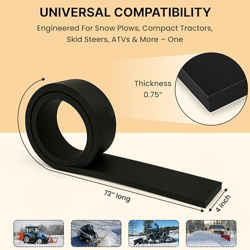 SIMOND STORE - Rubber Snow Plow Cutting Edge – Heavy Duty 72" x 4" x 0.75"