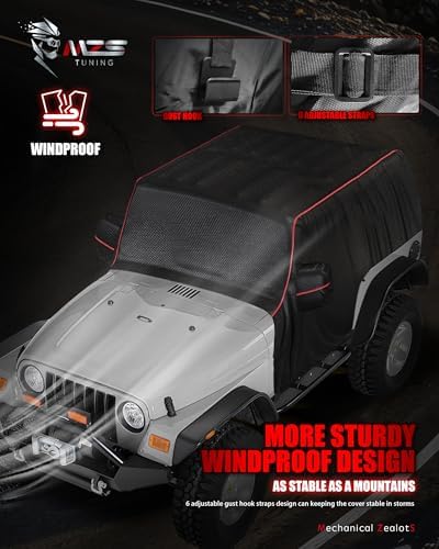 MZS 600D Waterproof Outdoor Cab Cover for Wrangler TJ YJ 2 Door 1986-2006