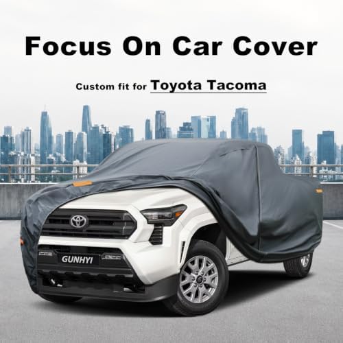 GUNHYI Premium Truck Cover Custom Fit Toyota Tacoma, 16 Layers Heavy Duty Truck Cover Waterproof All Weather with Zipper Door for Sun Rain Snow Dust Uv Protection