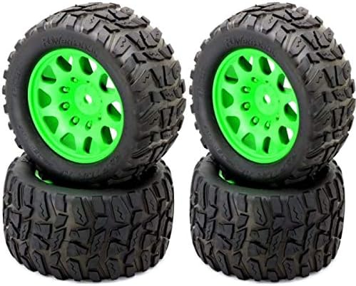 Powerhobby Raptor XL Belted Tires/Viper Wheels (4) 24MM HEX (Green)