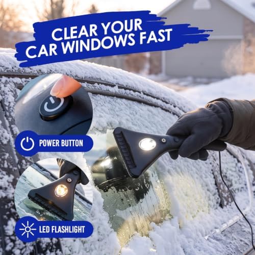 Heated Ice Scraper, Car Ice Scrapers for Car Windshield, Snow Scraper Car