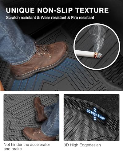 Powerty Floor Mats Cargo Liner for 2021-2024 2025 2026 Chevy Chevrolet Suburban/GMC Yukon XL 8 Seats All Weather 3D TPE Anti-Slip Car Protection, 1st & 2nd Row Set with Rear Cargo Mat Accessories