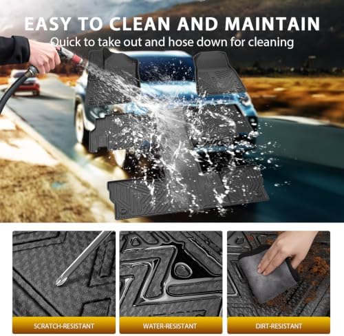 Powerty Floor Mats Cargo Liner for Jeep Wagoneer 2022-2025 7-Seat (NOT for 8-Seat/L/S) All Weather 3D TPE Anti-Slip Car Protection, 1st & 2nd & 3rd Row Set with Rear Cargo Mat Accessories