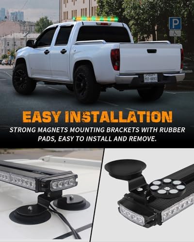 XRIDONSEN 45.5" 128 LED Roof Strobe Light Bar Amber Green Strobe Lights