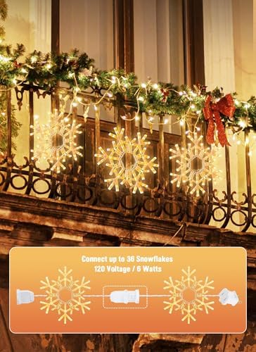 Brightown Christmas Lights Outdoor, 72 LED 20" Folding Big Snowflake Lights