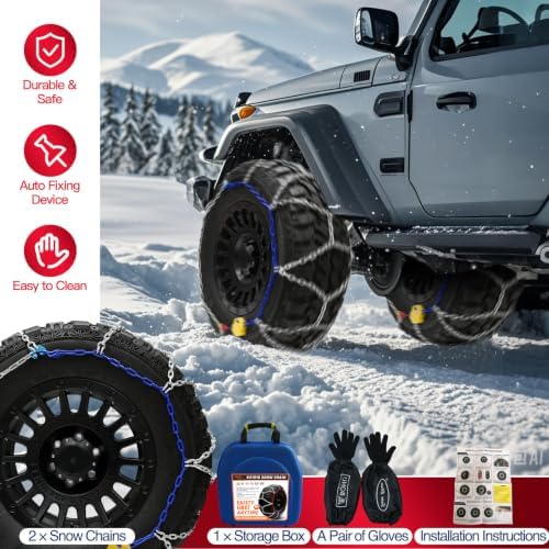 DEDC Auto Lock Snow Tires Chains 4.5mm Heavy-Duty Mn Steel Fits 265 275 285