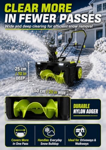 Snow Removal Machine, 3500W, 20 Inch Clearing Path for Driveways