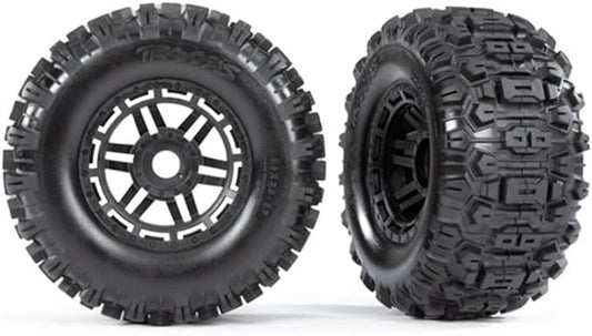 Traxxas Sledgehammer Tires & Wheels, glued (Black Wheels)
