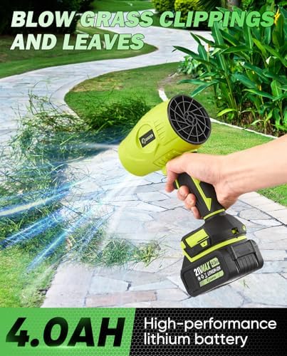 Saker Cordless Leaf Blower Handheld Blower Portable Dust Cleaner 180000 RPM with Adjustable Speed for Drying Patio Cleaning Camping Gifts 2 Batteries Olive Green with Case