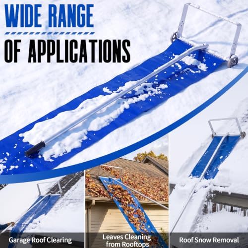 Outvita Snow Roof Rake, 5.3-20FT Extendable Aluminum Pole, Blue