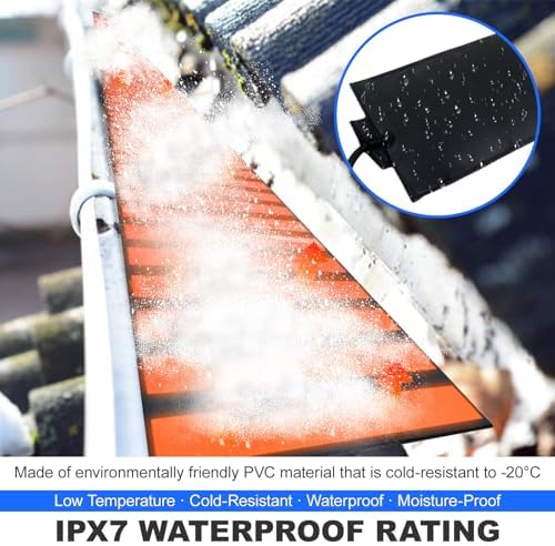 Outdoor Electric Snow Melting Mats for Roof and Gutters, 50℃/122℉ Roof Snow De-Icing Kit, Roof Heat Tape for Ice Dam & Pipe,PVC Flexible Material-Supports Curling,180cm/5.9ft