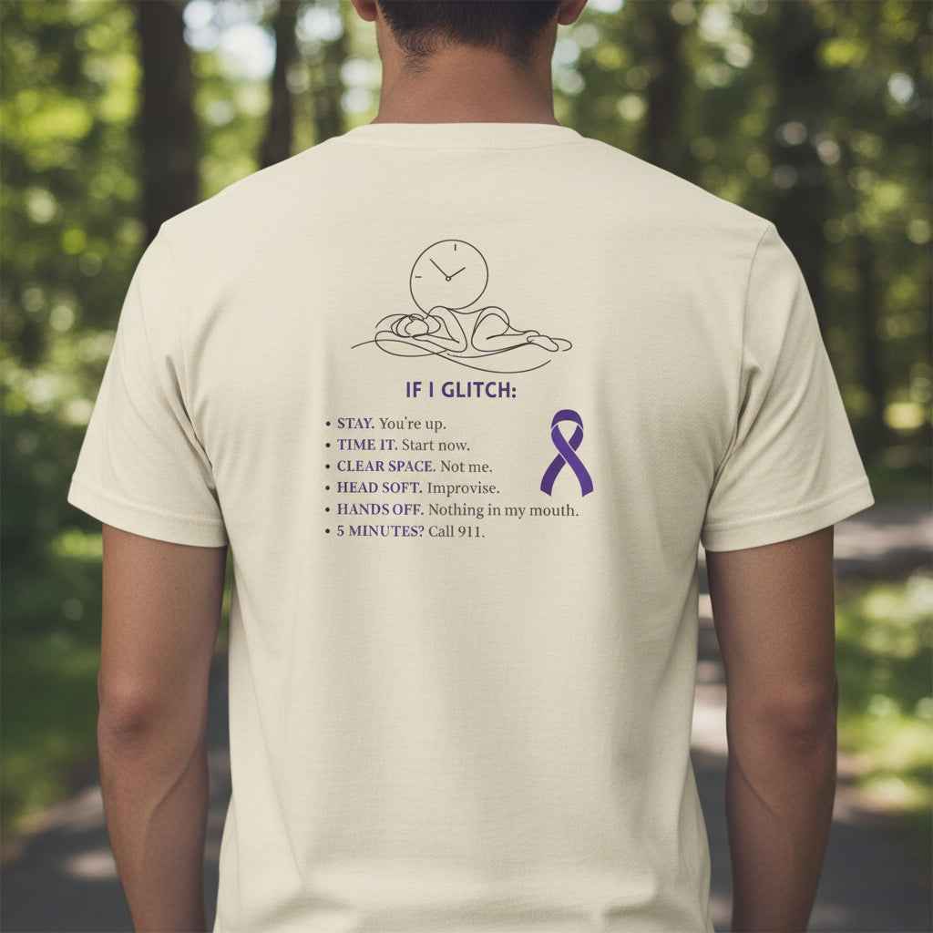 Glitch Happens Tee – Minimalist Seizure First Aid Shirt