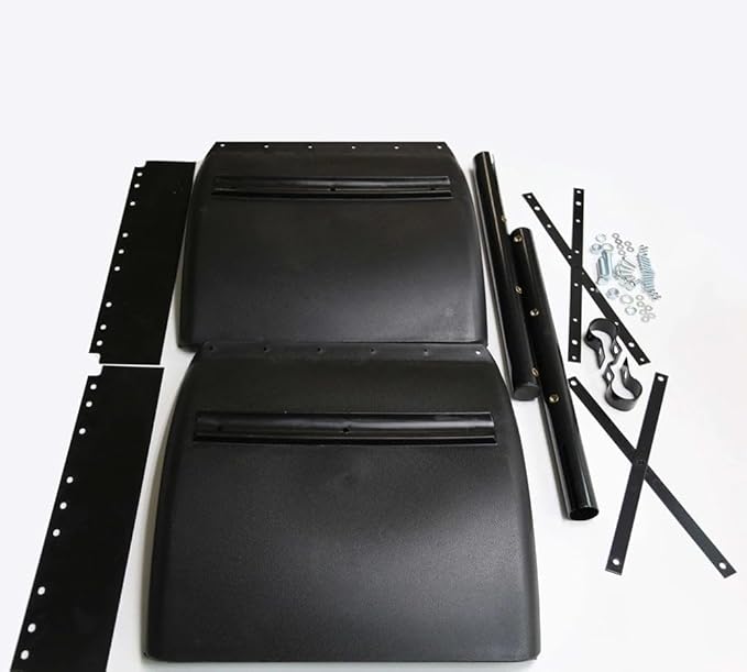 Mytee Products Black Poly Quarter Fender for Semi Truck Set 24"x24" - Standard Mounting Tube Bracket Kit Included - Semi Truck Accessories for Kenworth Freightliner Peterbilt (Set of 2)